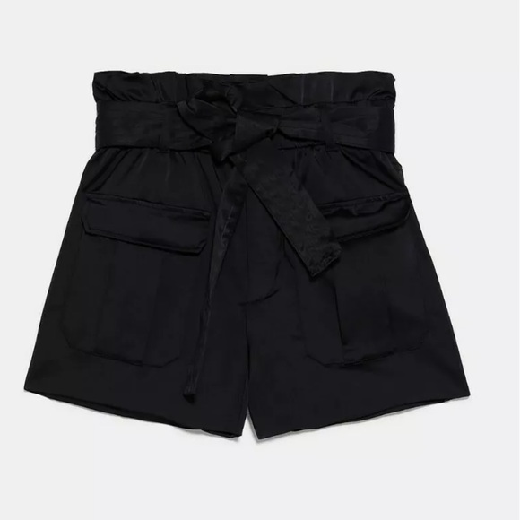 Zara Shorts Zara Belted Cargo Satin Finish Shorts Poshmark